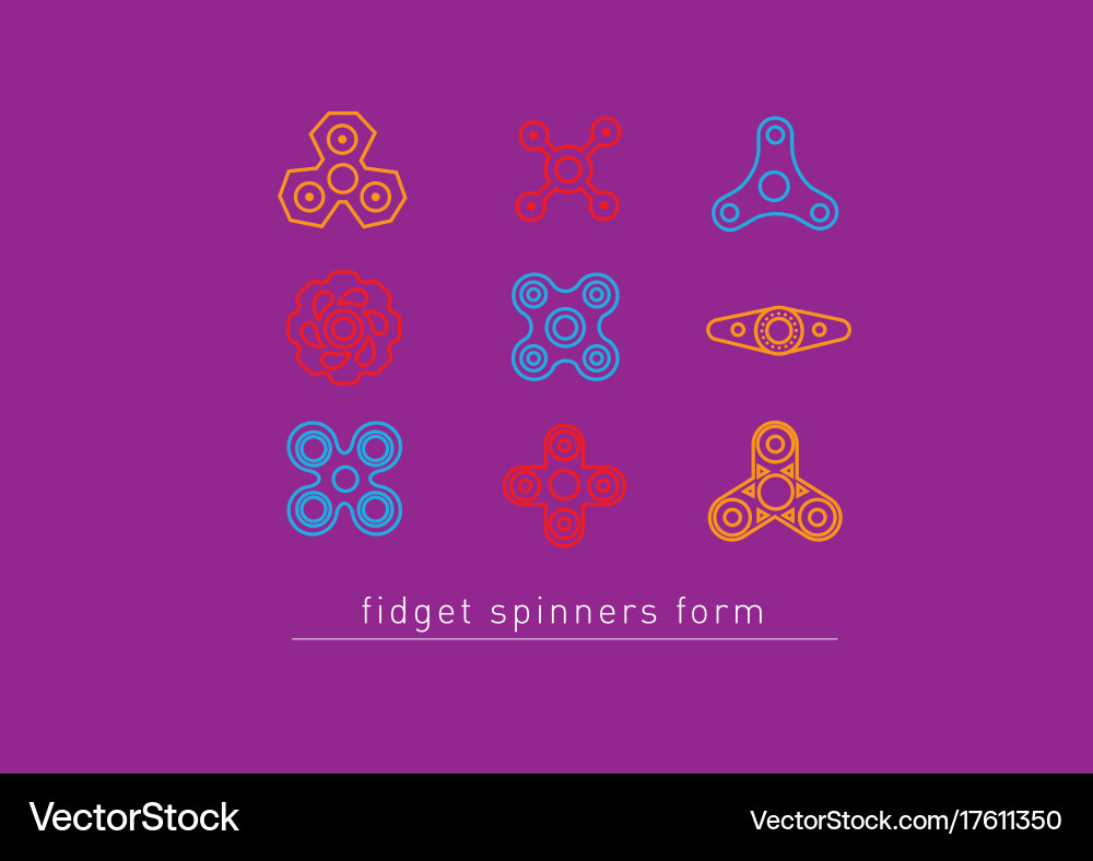 Design linear multicolored icons of fidget vector image