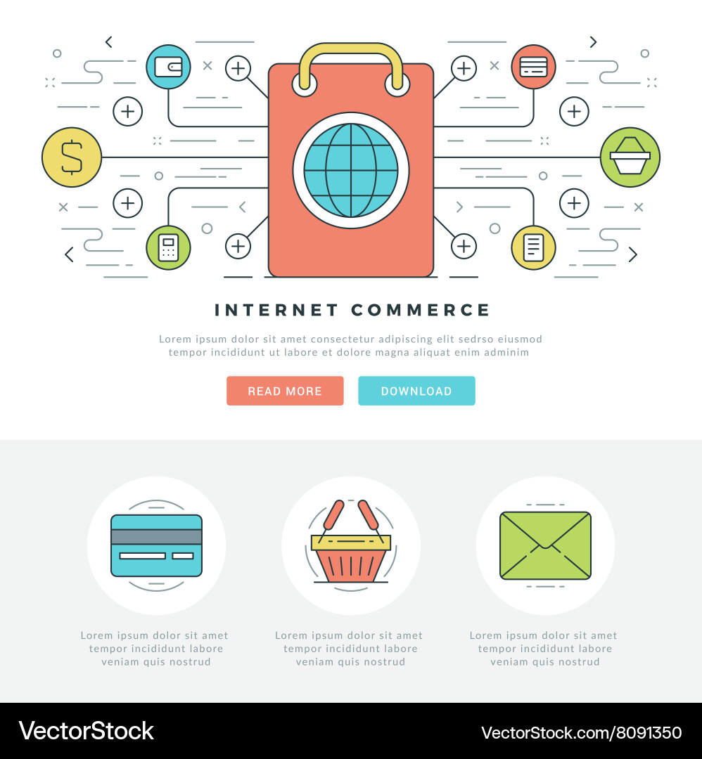 Flat line business concept web site header vector image
