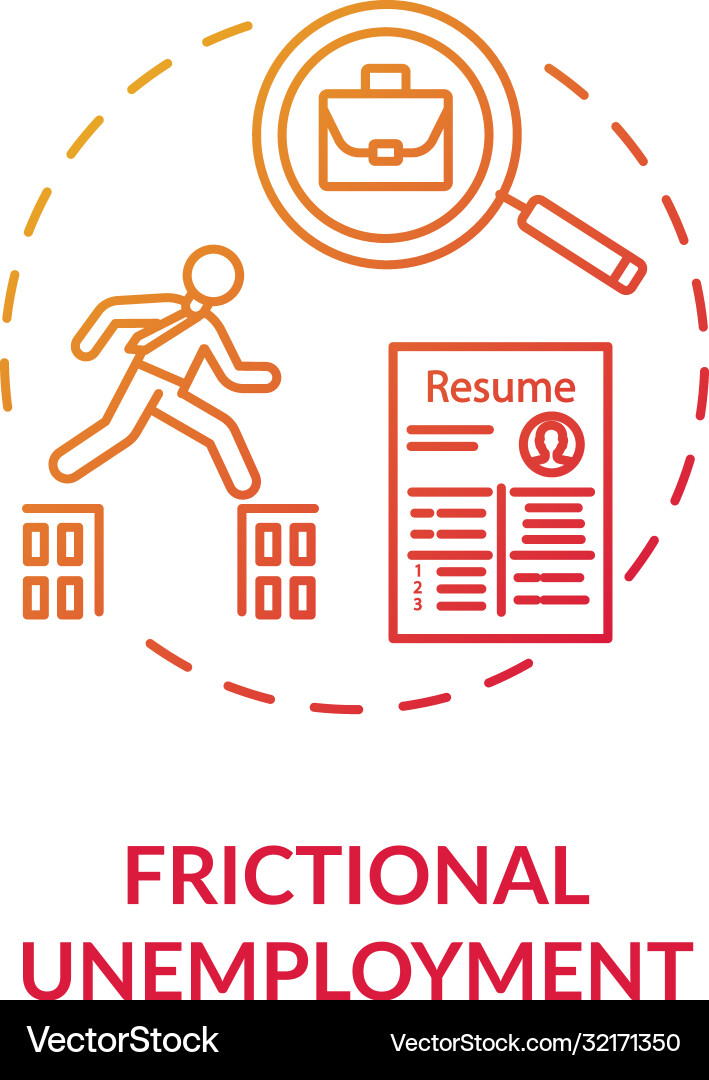 Frictional unemployment red gradient concept icon Frictional unemployment red gradient concept icon vector image