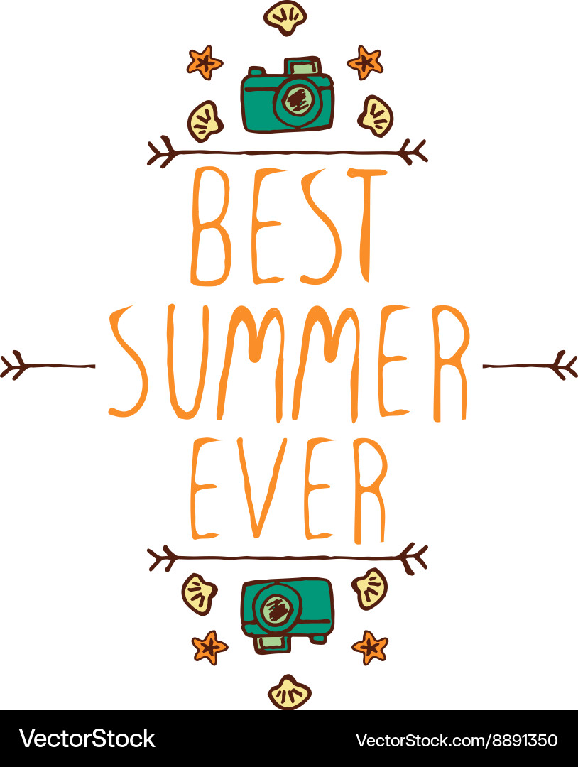 Hand-sketched typographic element with camera Vector Image