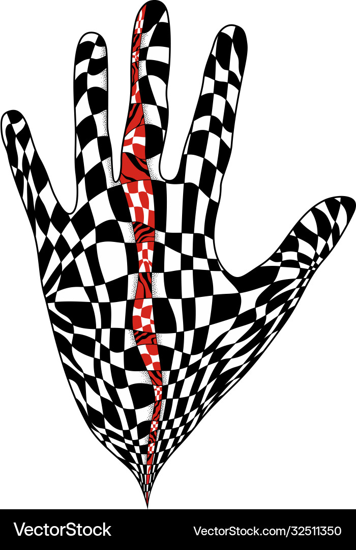 Hand with checkered pattern inside Hand with checkered pattern inside vector image