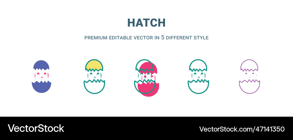 Hatch icon in 5 different style outline filled Hatch icon in 5 different style outline filled vector image