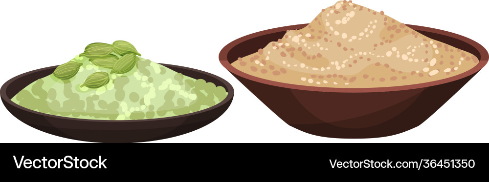 Heaps different spices and condiments poured Heaps different spices and condiments poured vector image
