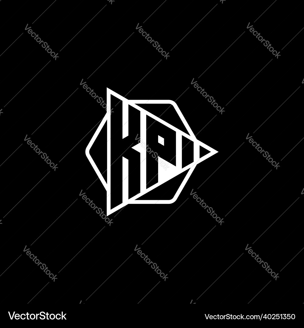 Kp logo monogram triangle play button Vector Image