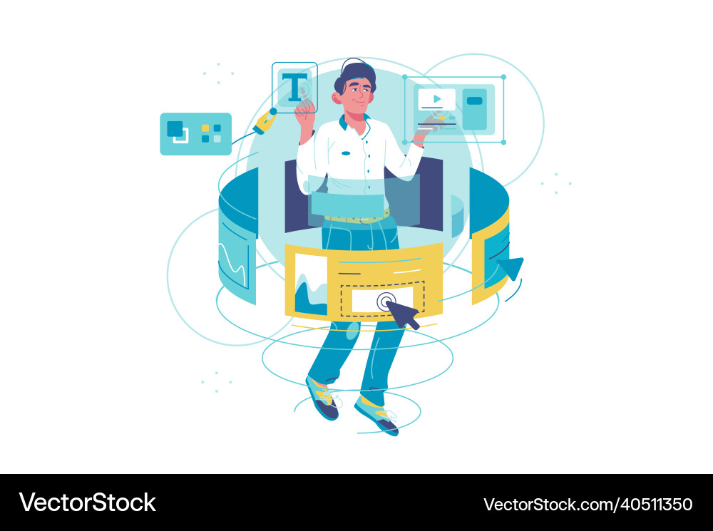 Man move slider or switch button Man move slider or switch button vector image