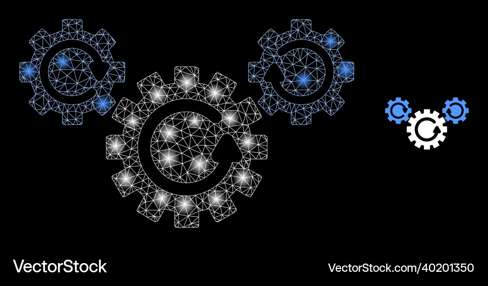 Mesh web gear rotation with magic Mesh web gear rotation with magic vector image