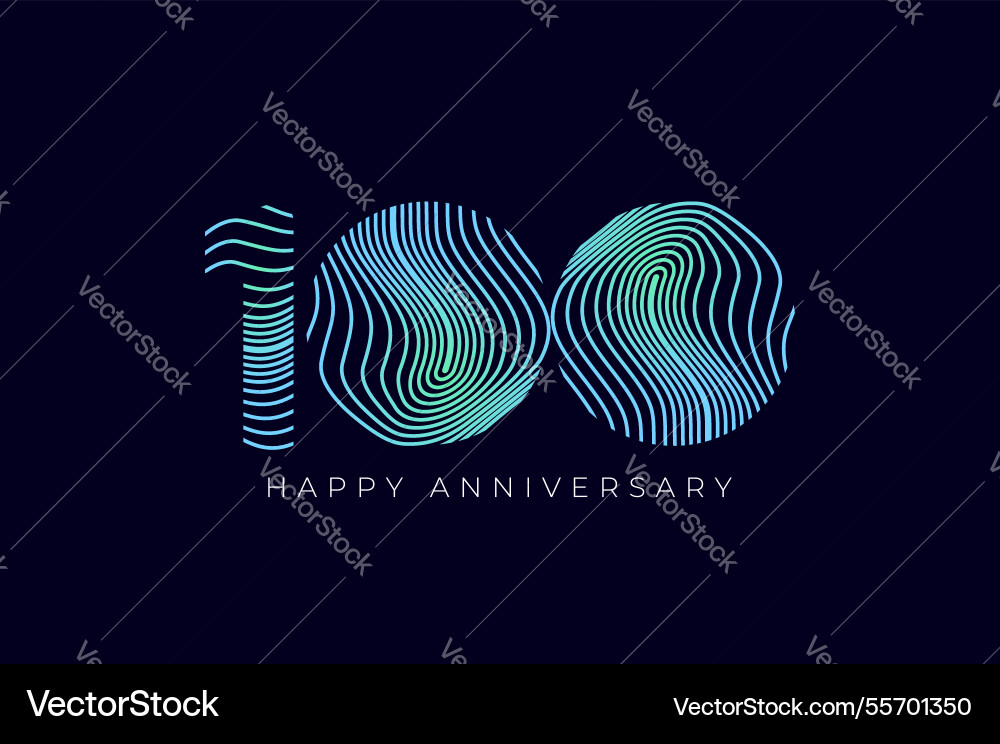 Numeric design with line curve 100th happy Numeric design with line curve 100th happy vector image