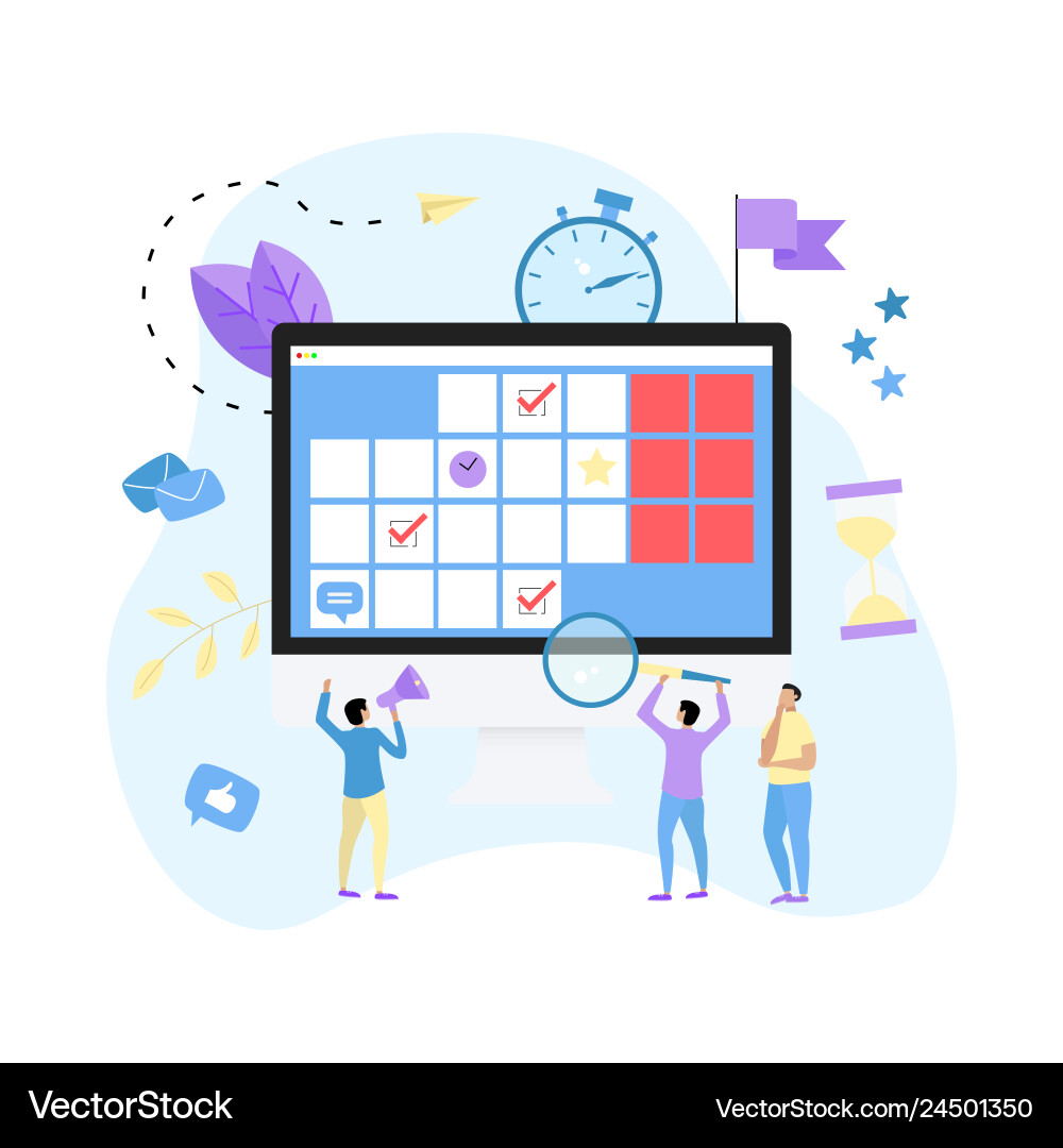Online calendar with marks tasks and notes Online calendar with marks tasks and notes vector image