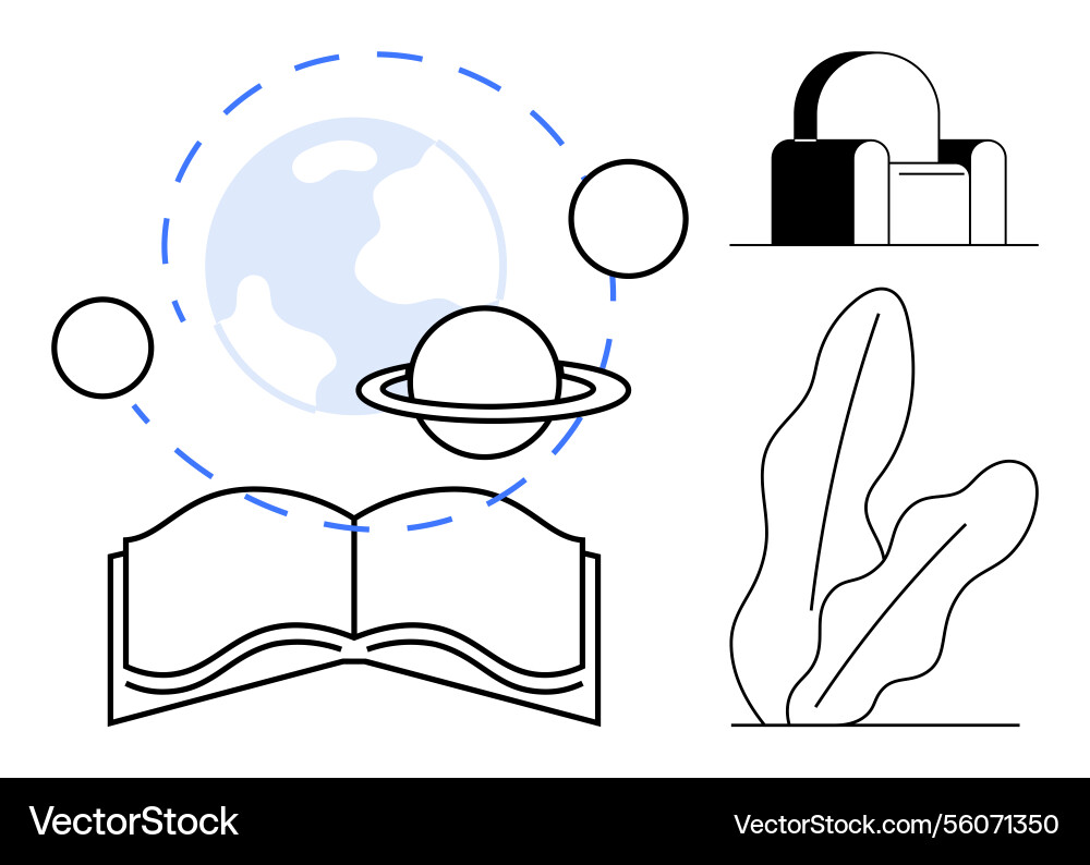 Open book with solar system and planet abstract Open book with solar system and planet abstract vector image