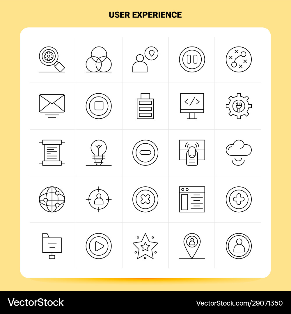 Outline 25 user experience icon set line style Outline 25 user experience icon set line style vector image