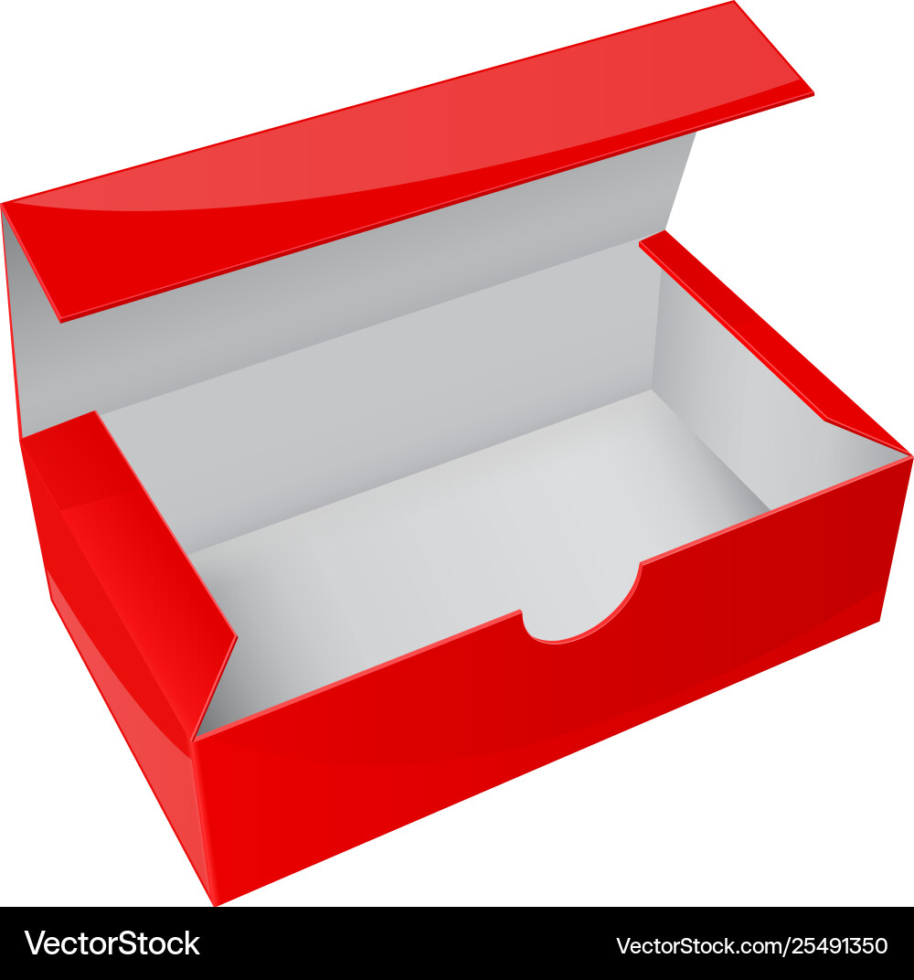 Red paper box open empty packaging vector image