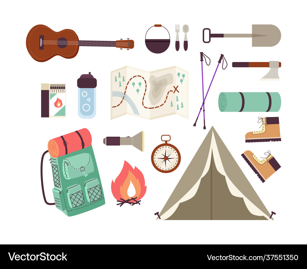 Set Ikonen oder Symbole Tourismus und Campingwohnung Set Ikonen oder Symbole Tourismus und Campingwohnung vektorbild