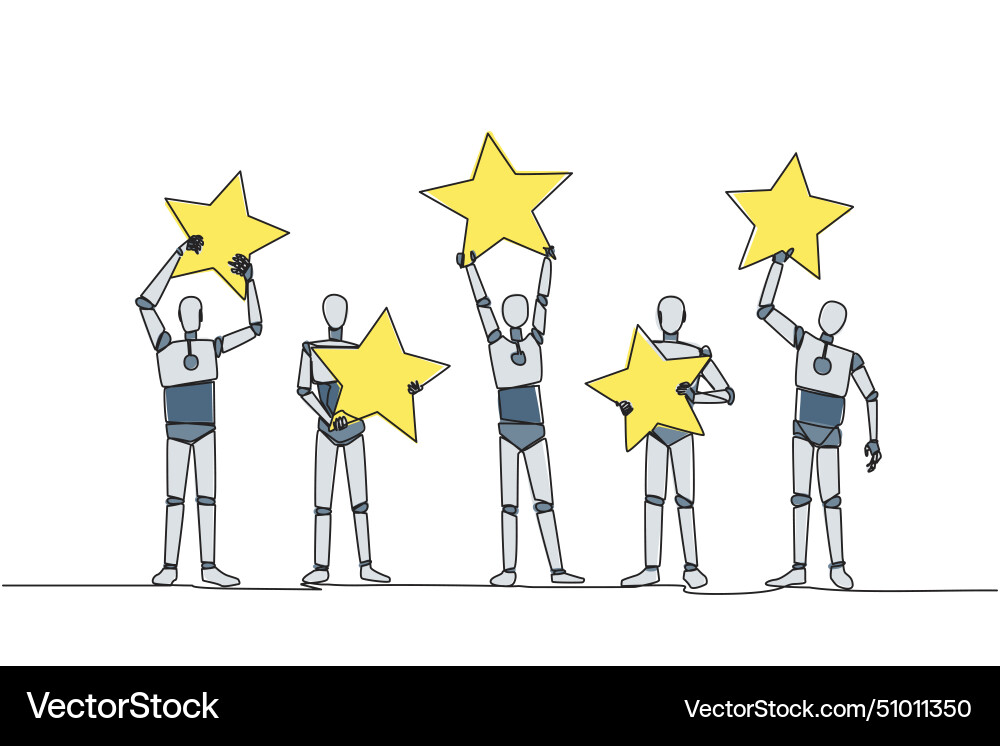 Single continuous line drawing group of five Single continuous line drawing group of five vector image