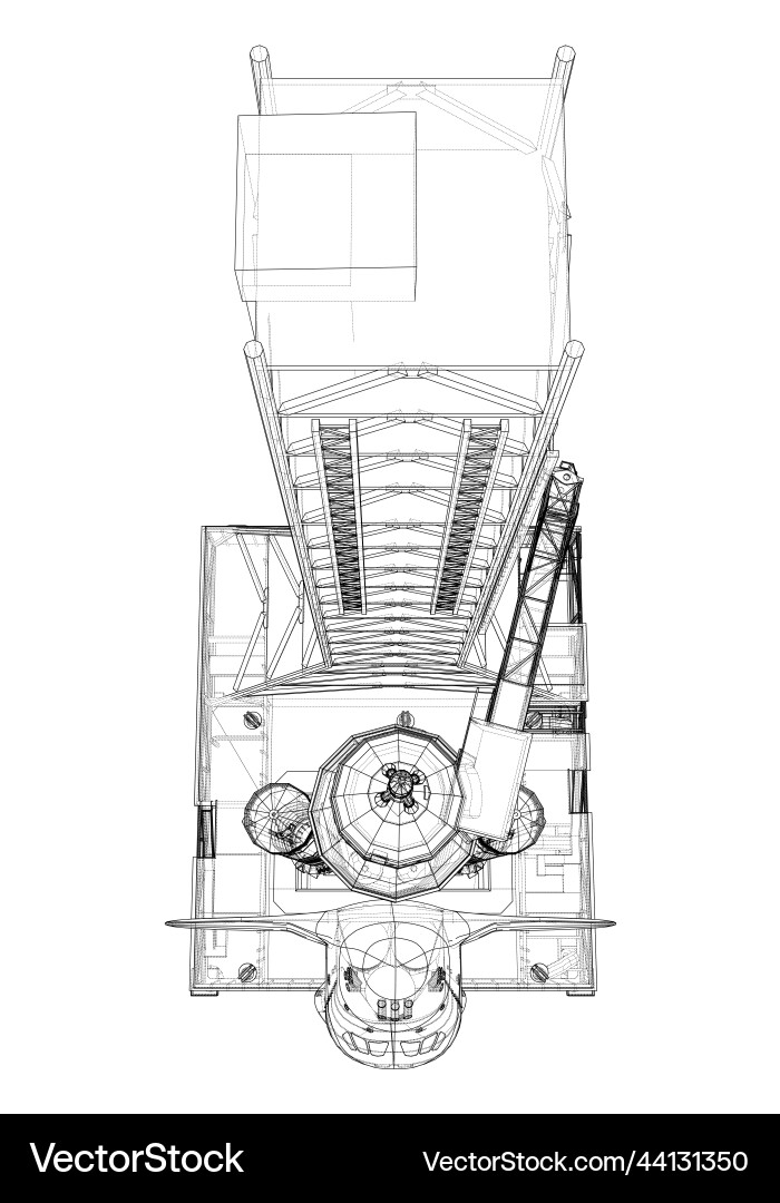 Space rocket on launch pad rendering of 3d vector image