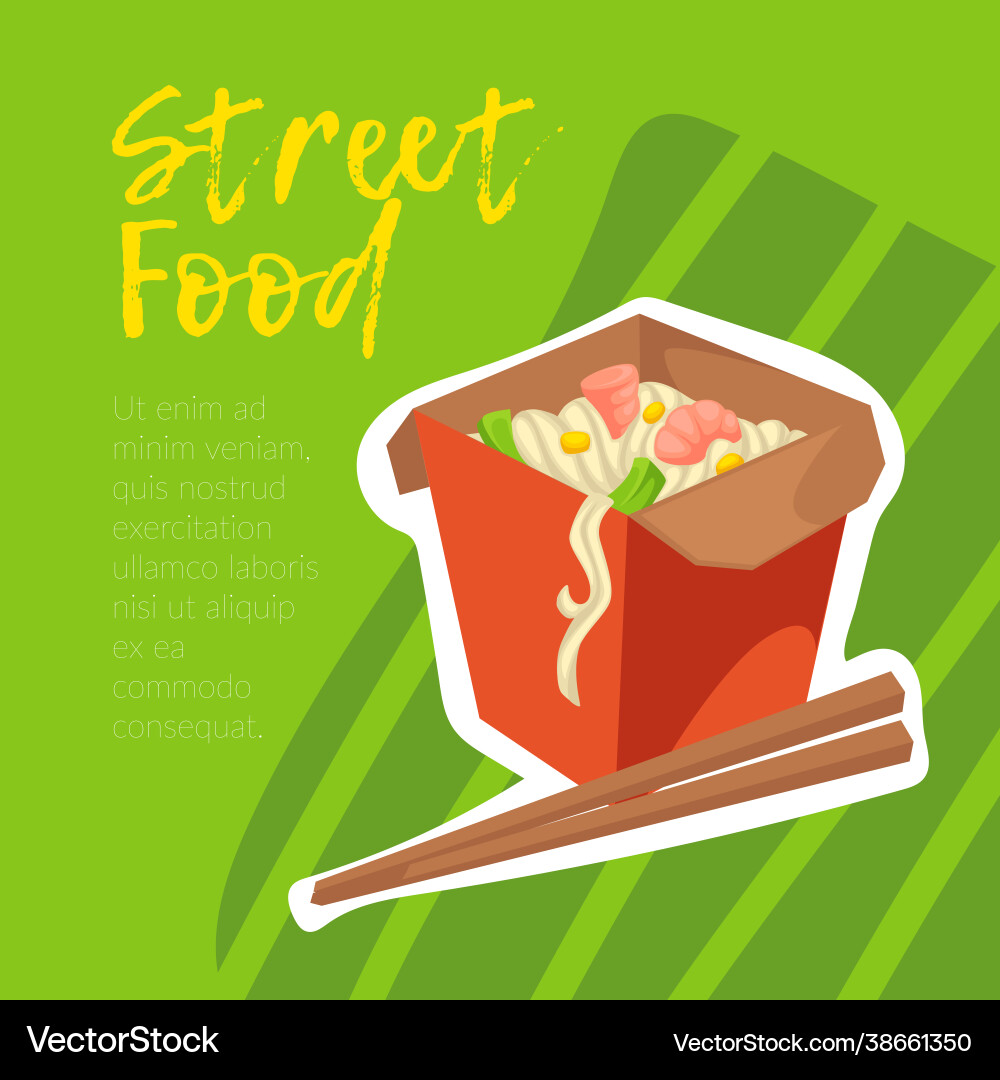 Street Food asiatische Gericht Nudeln mit Chiffre Street Food asiatische Gericht Nudeln mit Chiffre vektorbild