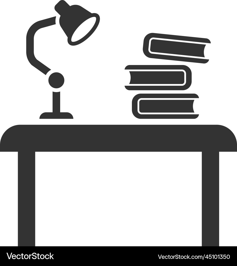Study Table Icon - Learning Vector Image