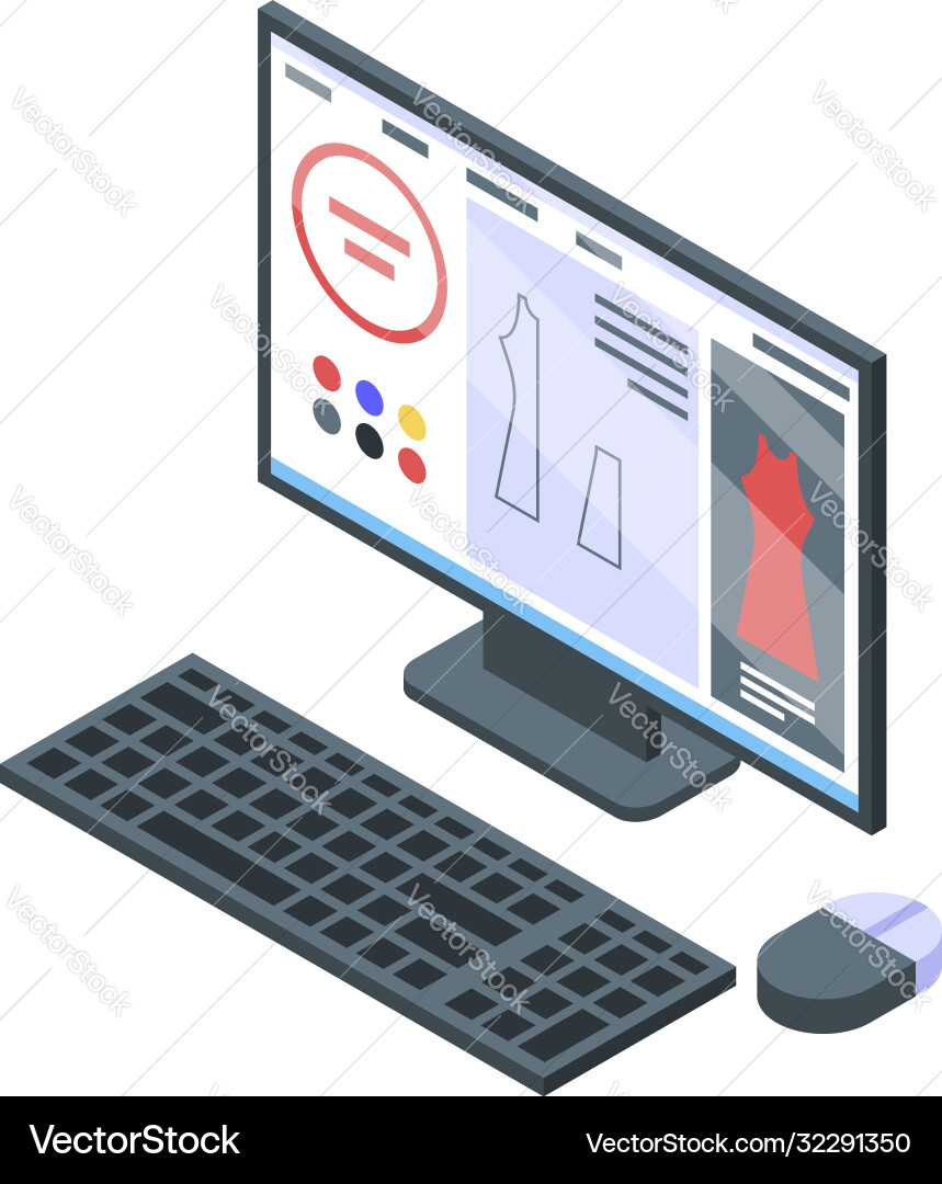Textile computer modeling icon isometric style Textile computer modeling icon isometric style vector image
