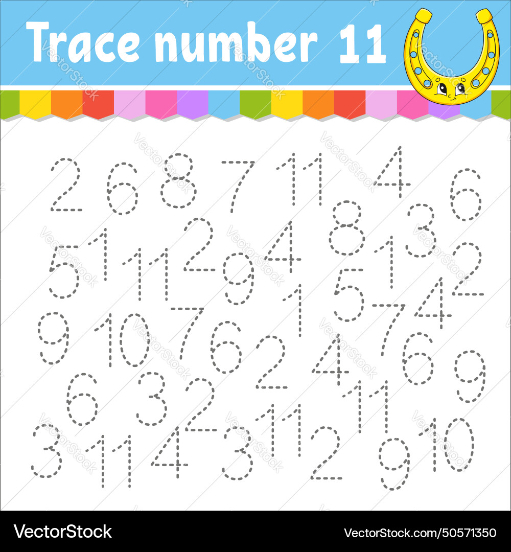 Trace number handwriting practice learning vector image