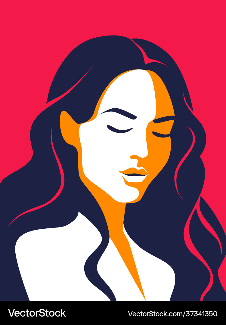 Trendy woman poster minimalist portrait female Trendy woman poster minimalist portrait female vector image