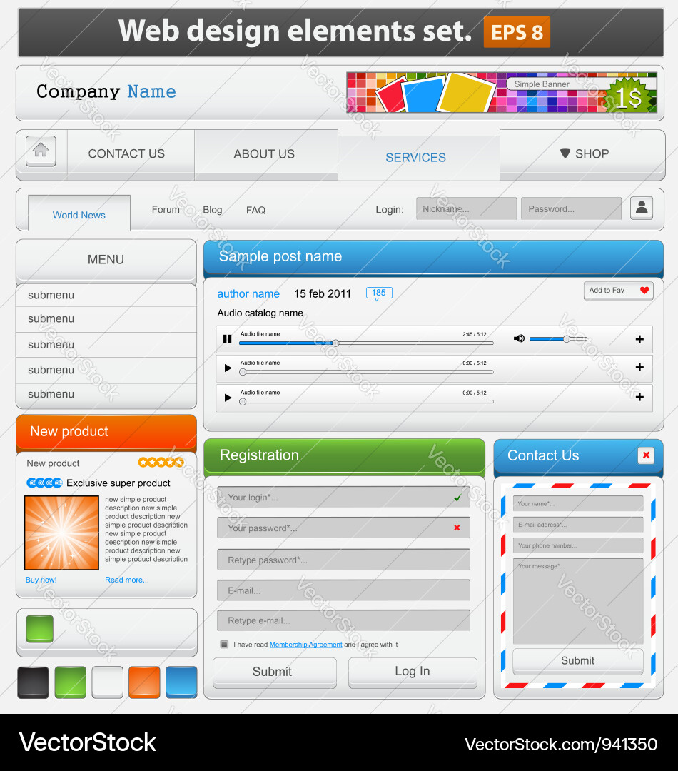 Website UI Elements & Templates vector image