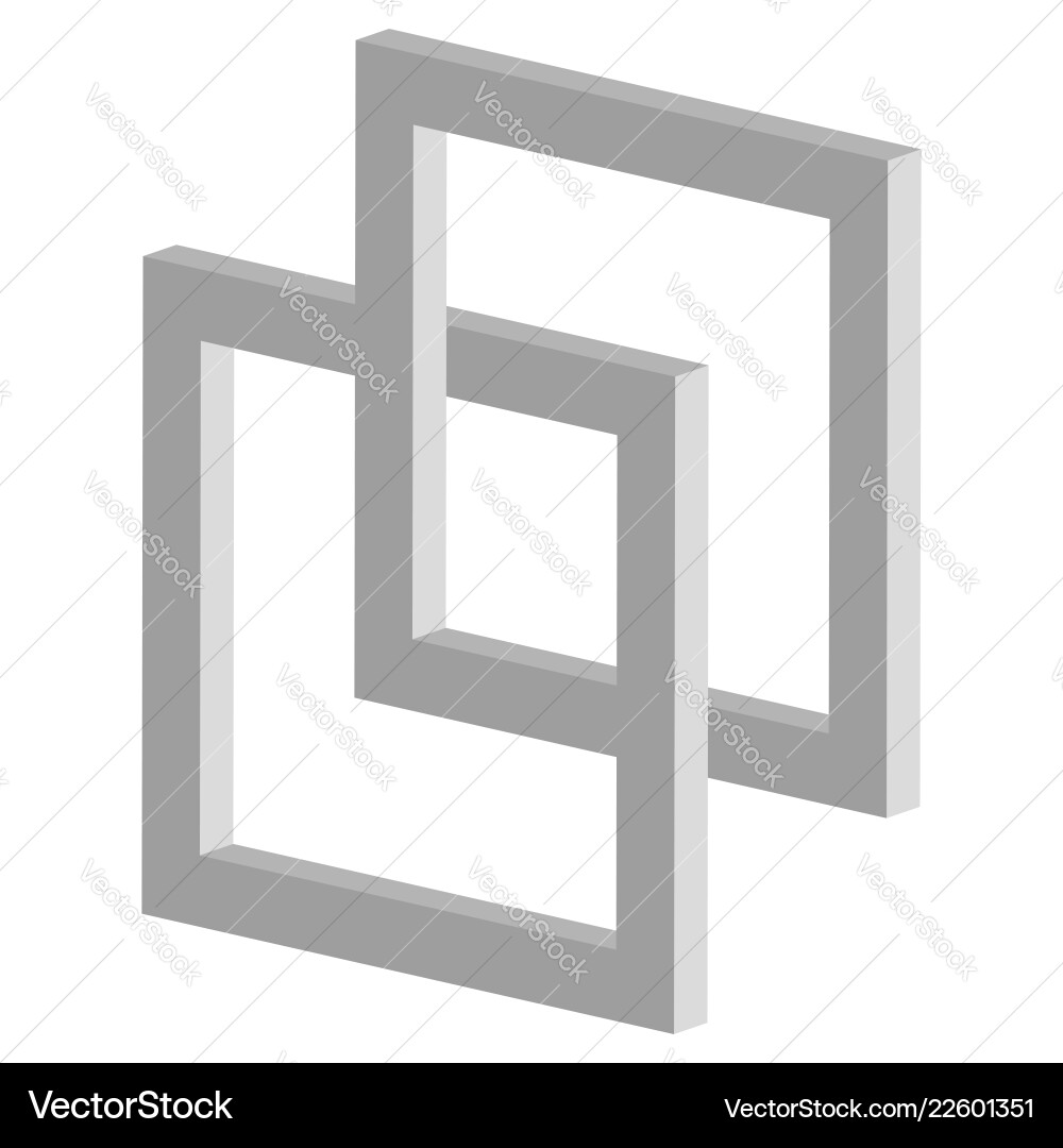 3d interlocking squares icon - connected 3d interlocking squares icon - connected vector image