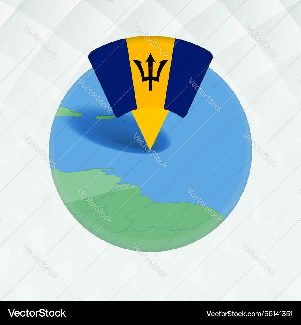 Barbados map highlighted with flag marker Barbados map highlighted with flag marker Vector Image