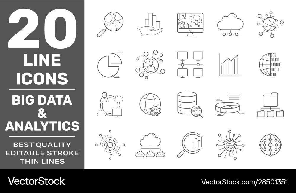 Big Data & Analytics Icons vector image