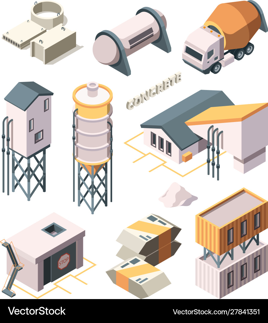 Concrete production cement factory industry vector image