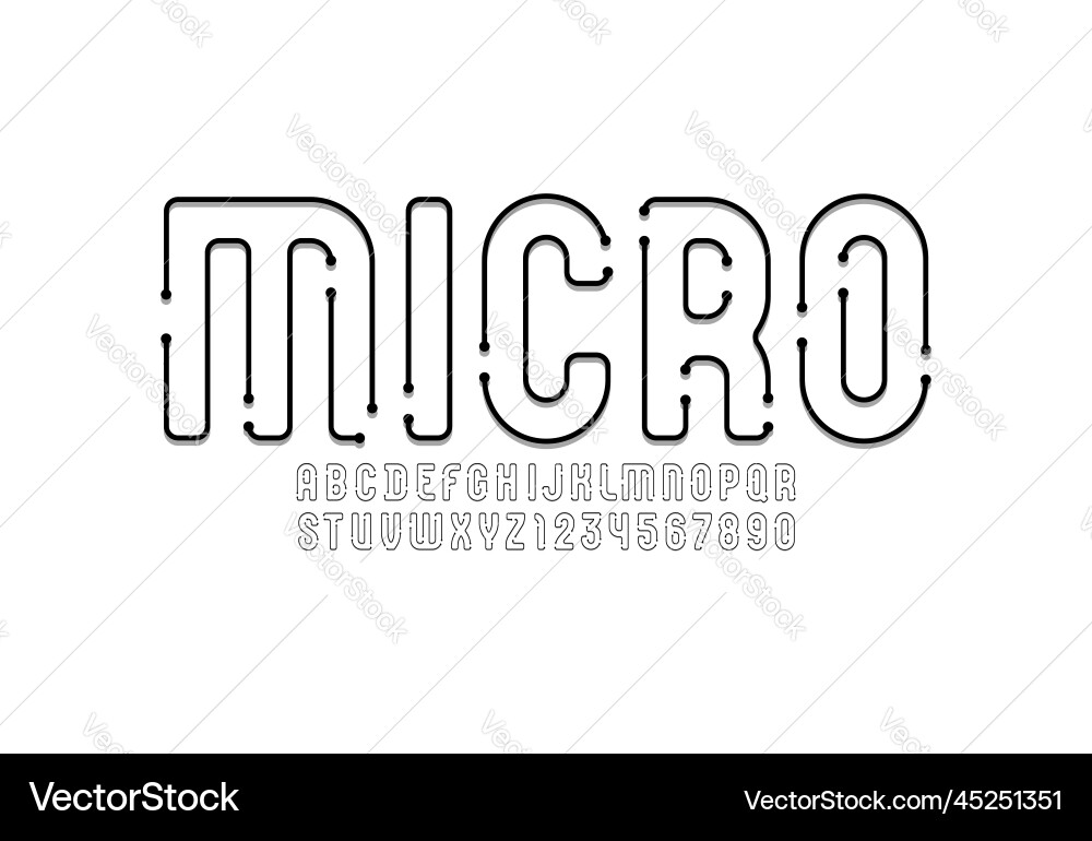 Digital Font: Circuit & Tech vector image