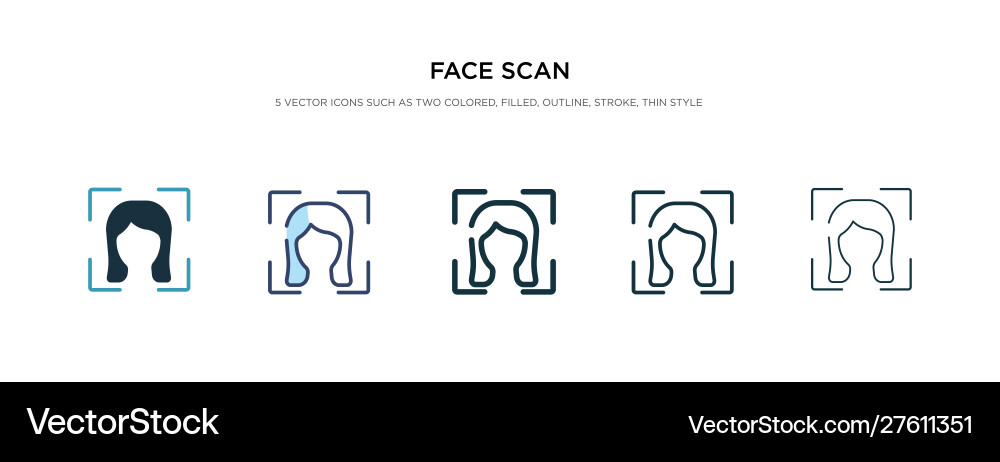 Face scan icon in different style two colored Face scan icon in different style two colored vector image
