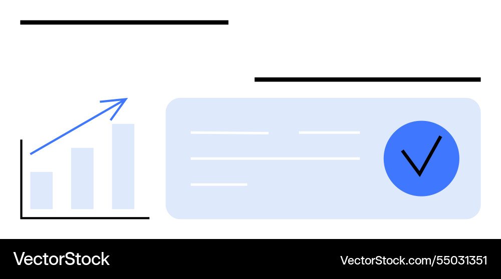 Growth chart with rising arrow and check mark Growth chart with rising arrow and check mark Vector Image
