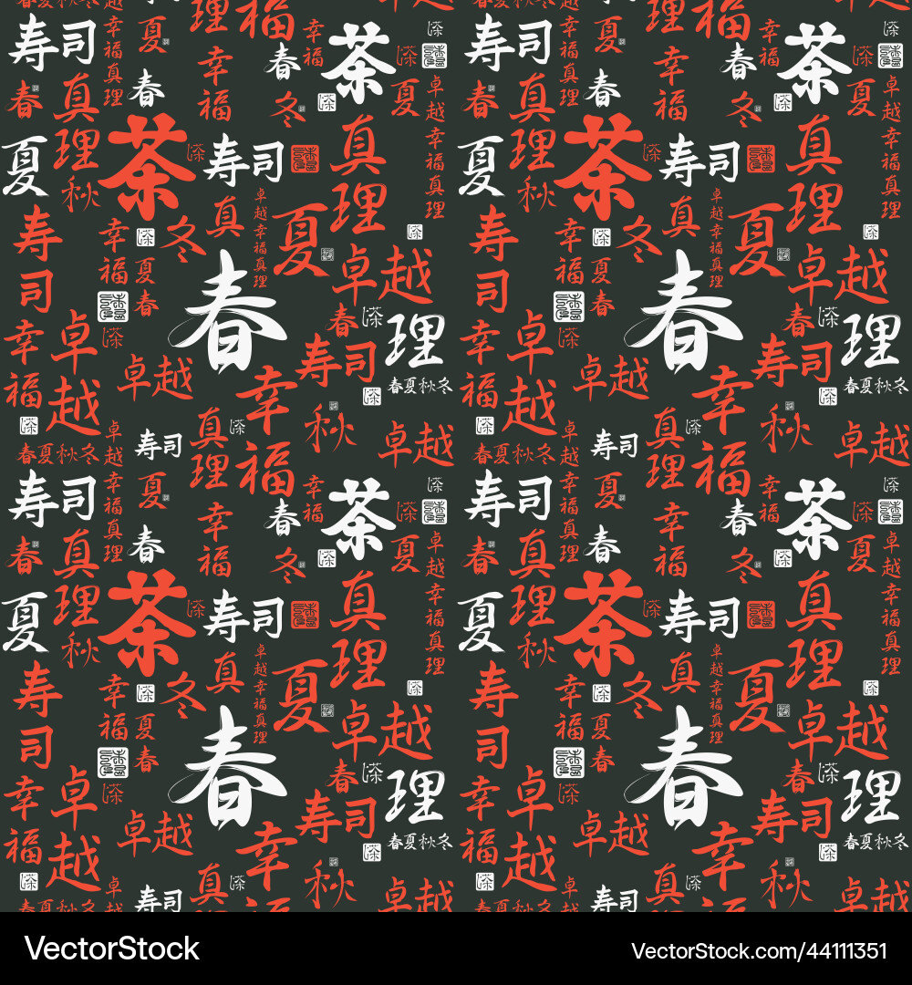Japanese Hieroglyph Pattern Royalty Free Vector Image