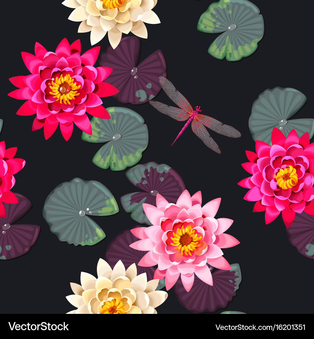 Koi Carp and Lotus Pattern Vector Image