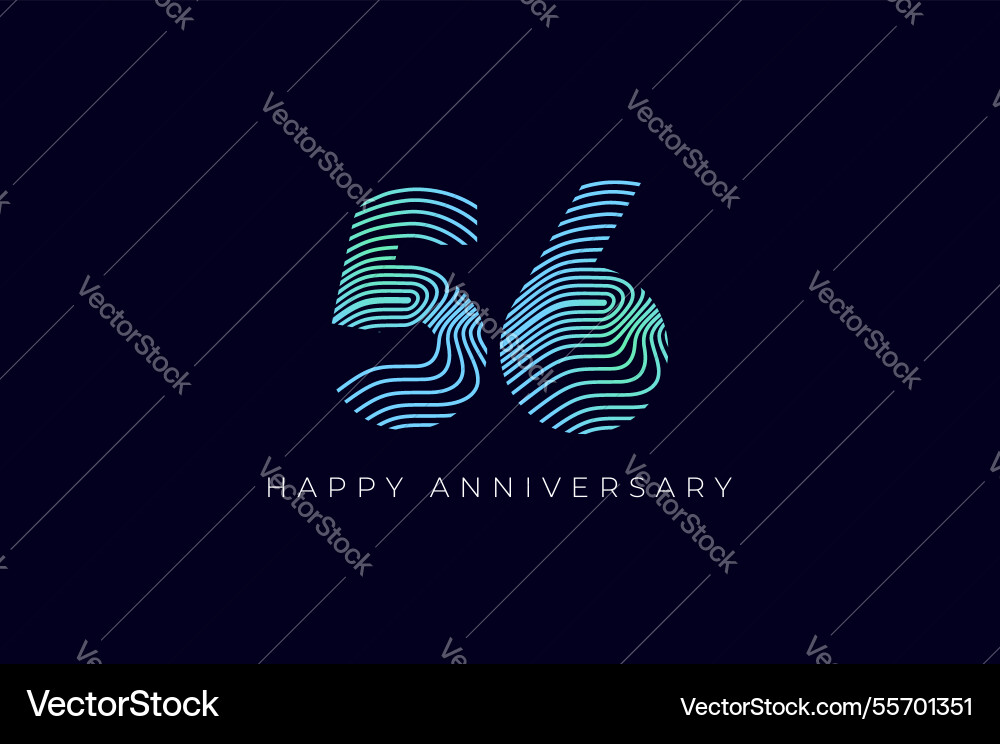 Numeric design with line curve 56th happy Numeric design with line curve 56th happy vector image