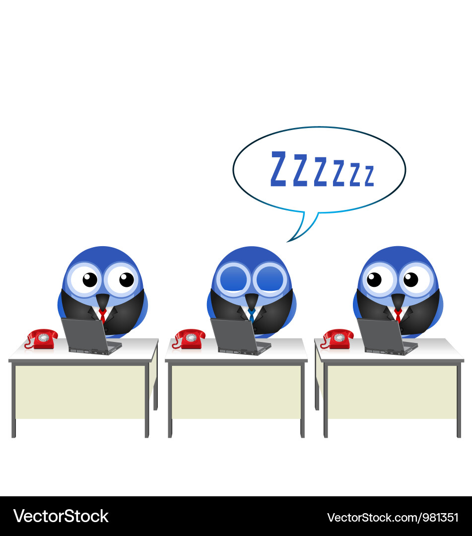 Office Worker Sleeping at Desk Vector Image