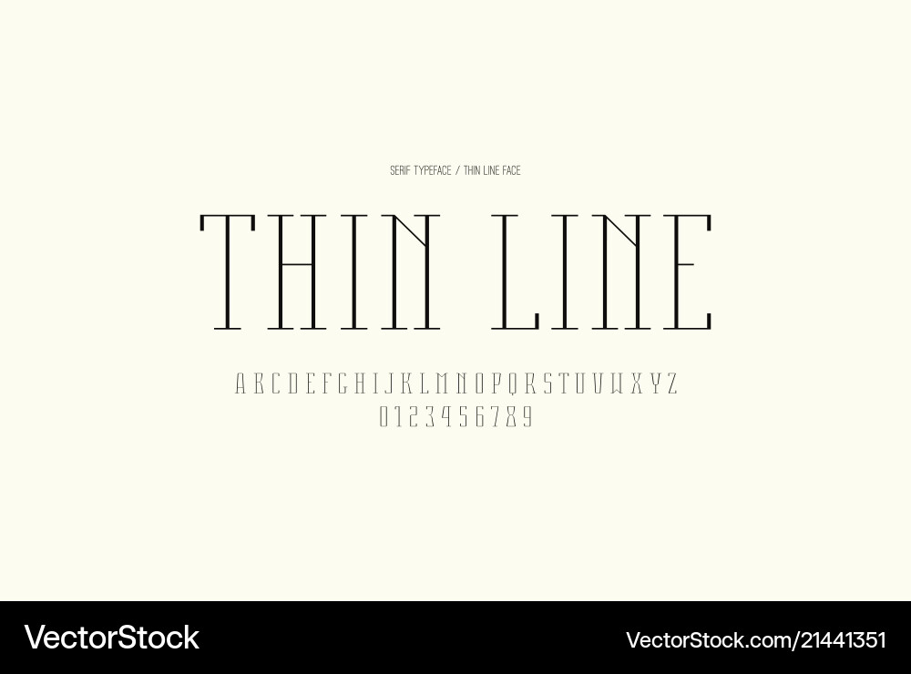 Serif font in thin line style vector image