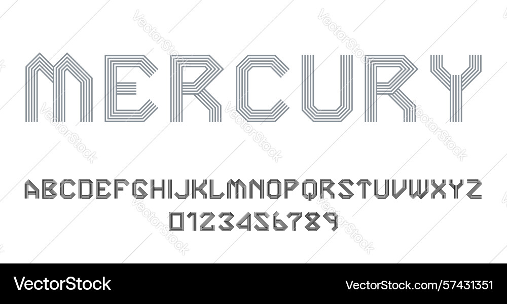 Set of alphabets font letters and numbers Set of alphabets font letters and numbers vector image