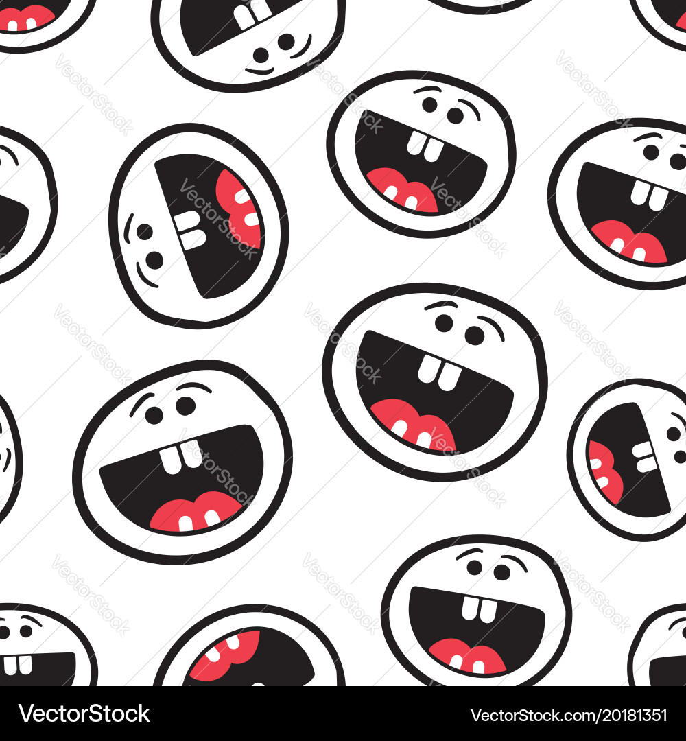 Smile with tongue seamless pattern background vector image