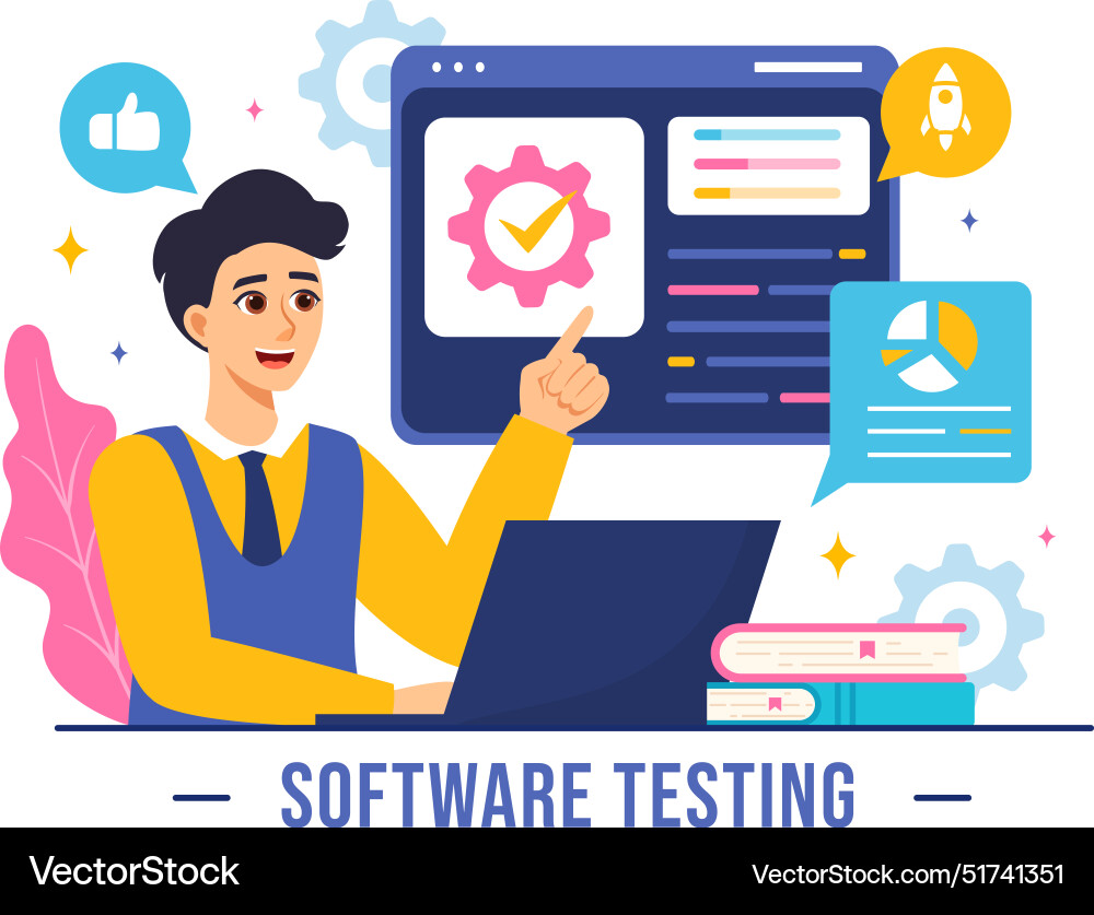 Software testing featuring application vector image