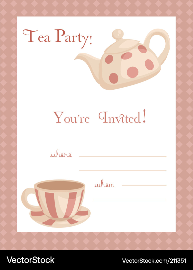 Tea party invitation vector image