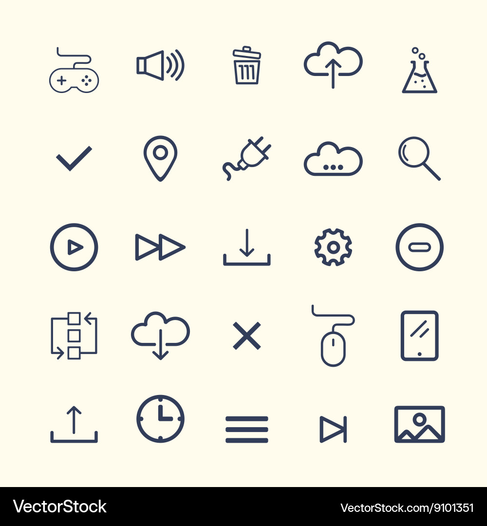 Technology web icon set design vector image