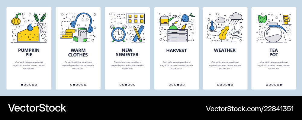 Web site linear art onboarding screens vector image