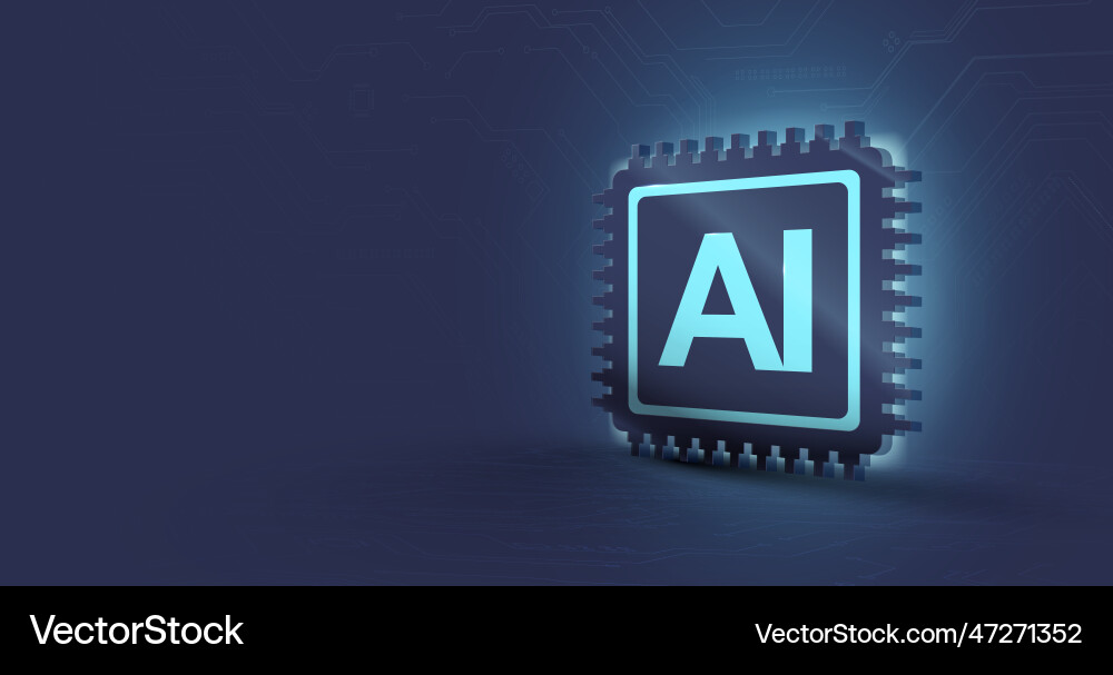 3d ai chipset on a circuit board background 3d ai chipset on a circuit board background vector image