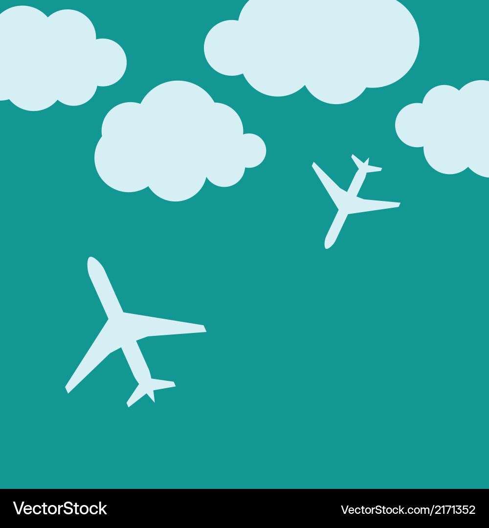 Abstract background with airplanes and clouds vector image
