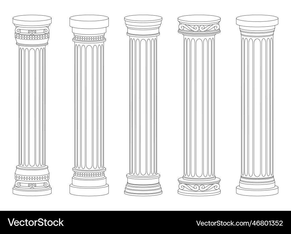 Ancient columns design isolated on background vector image