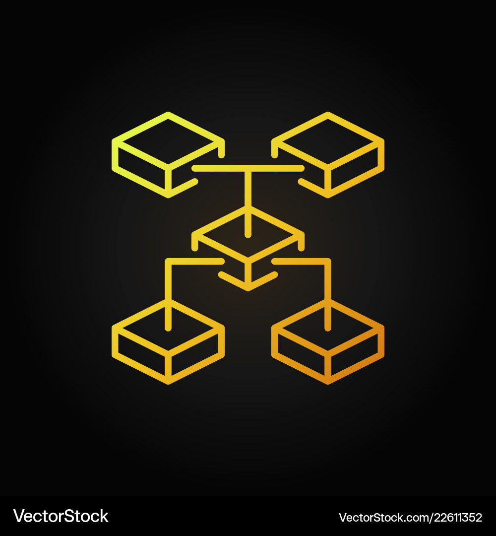Blockchain and fintech yellow icon Blockchain and fintech yellow icon vector image
