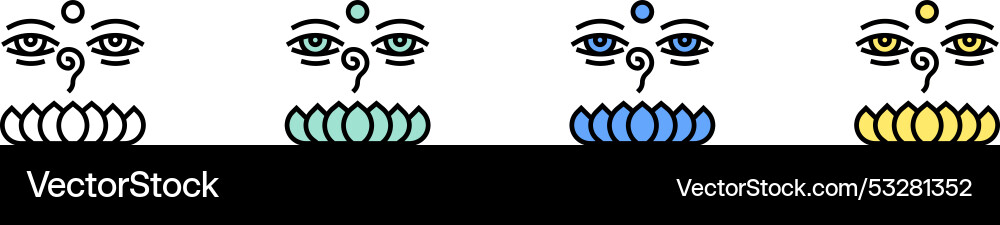 Buddhism icon outline green blue and yellow style Buddhism icon outline green blue and yellow style vector image