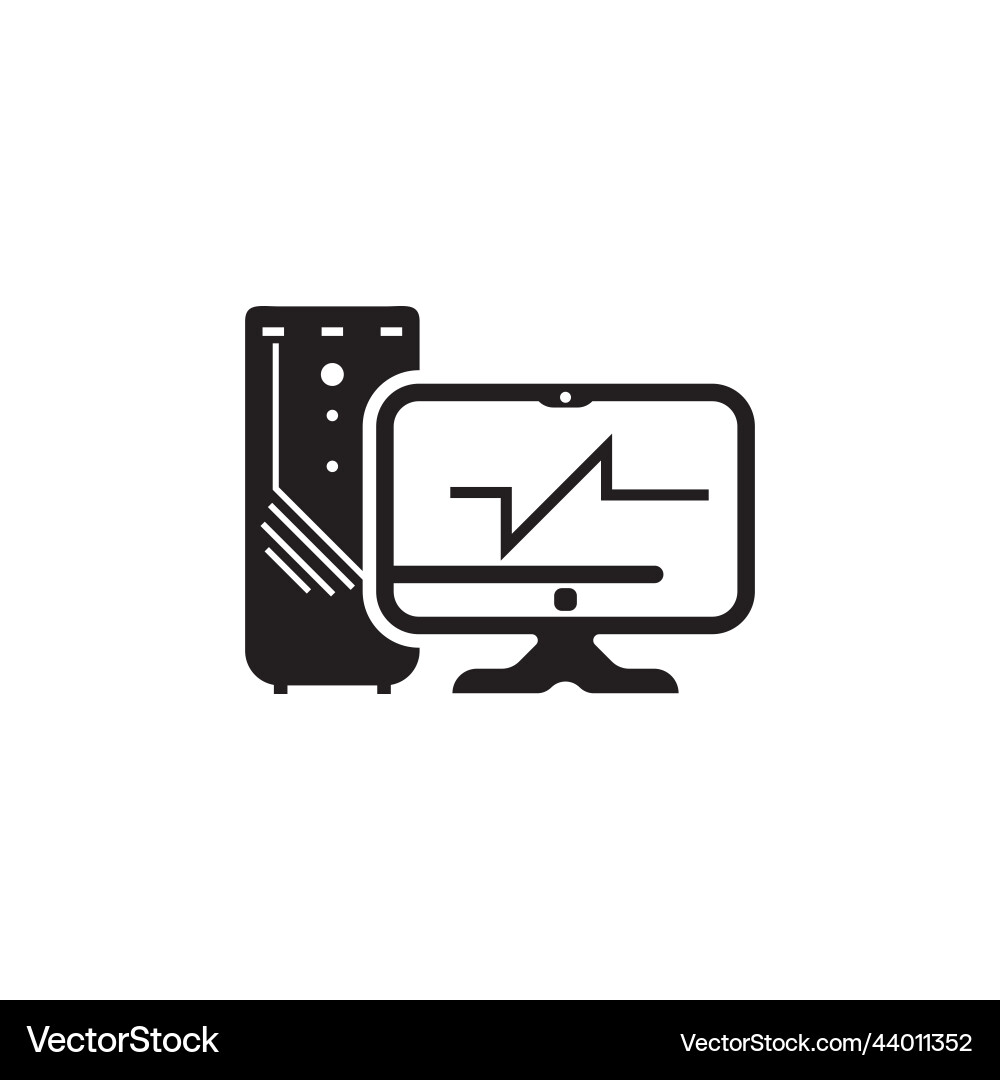 Computer or pc flat icon display image Vector Image