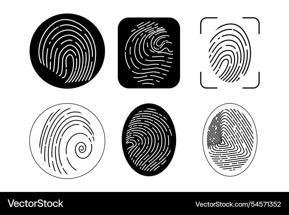 Finger print icon biometric id unique scan line Vector Image