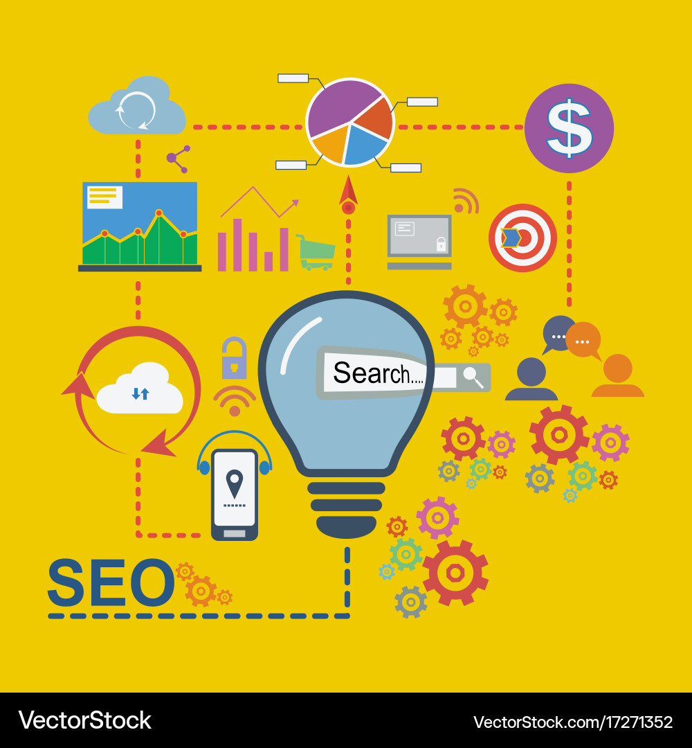 Flat design icons set of analytics search Vector Image